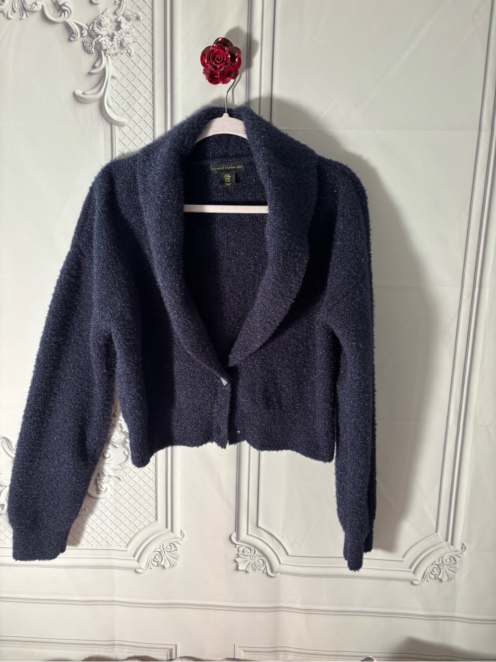 House of Harlow 1960 Navy Teddy Knit Cardigan (Medium)
